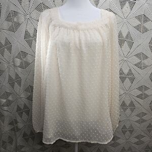 Lauren Conrad Sheer Long Sleeve Blouse Size XL new without tags. Cream color